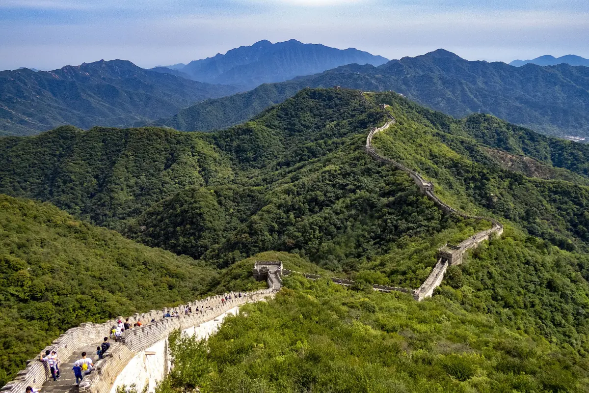 The wall running along the ridge at Mutianyu